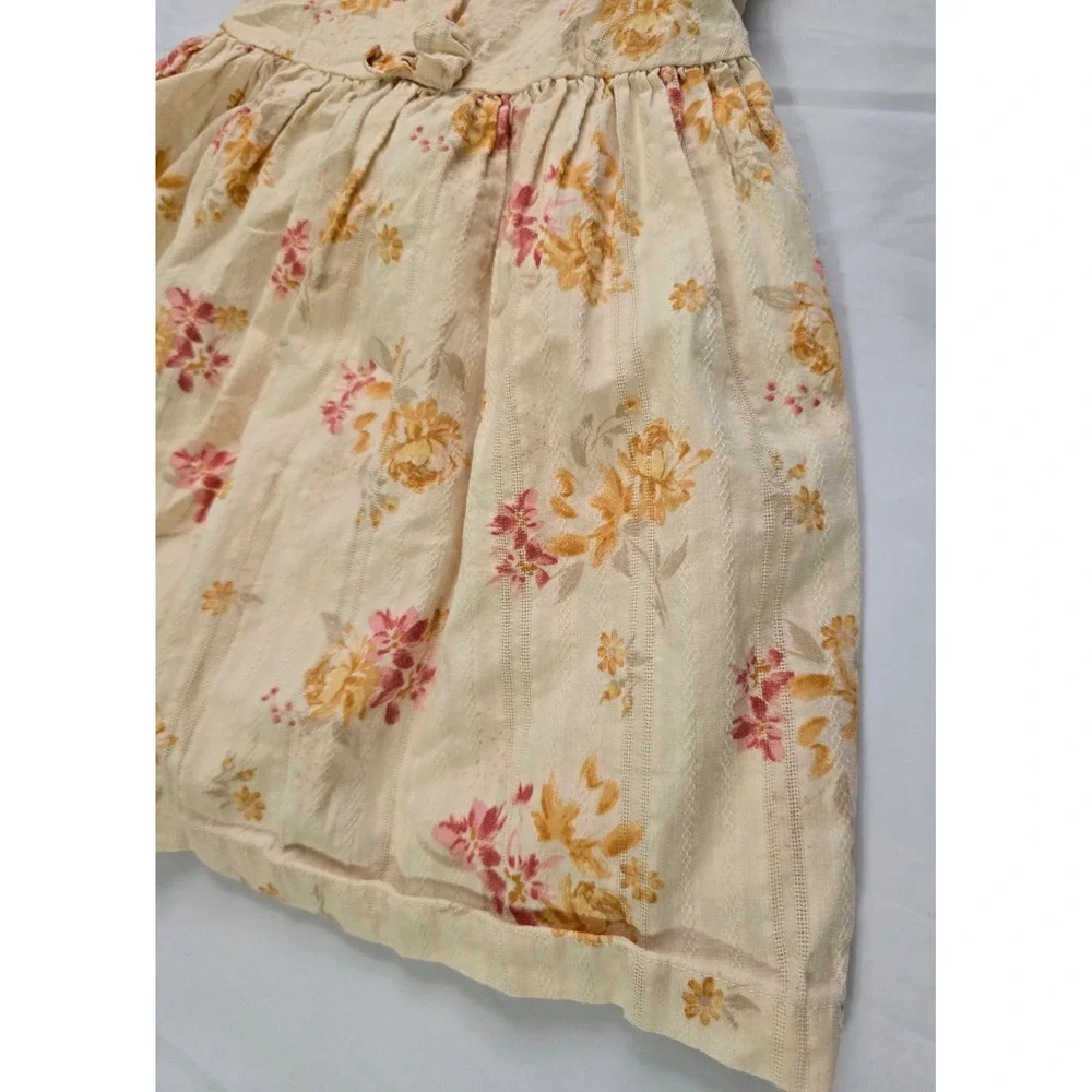 Baby B'gosh 24M Floral Dobby Stripe Cotton Dress Cream Yellow Pink